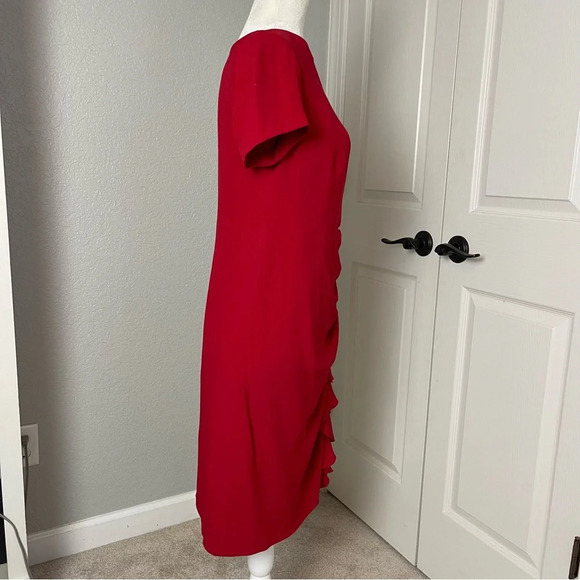 Moschino Cheap & Chic Red Ruched Sheath Dress With Ruffle Size 6 - Picture 5 of 7
